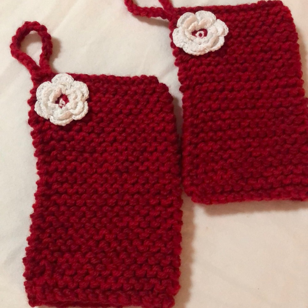 Hand Knitted Two (2) Potholders.